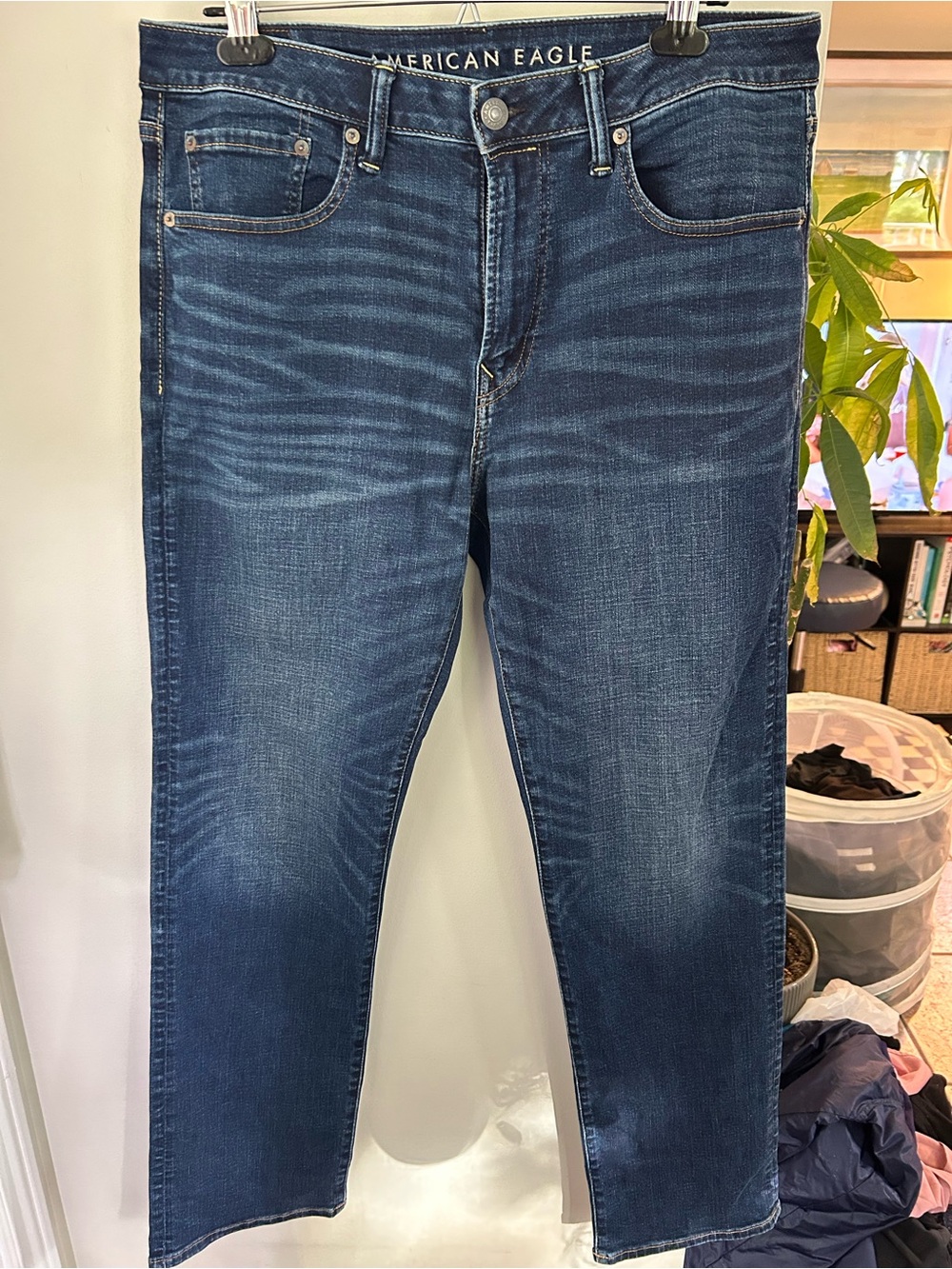 American Eagle Men's AirFlex+ Jeans Dark Wash Relaxed Straight - Size 34x34